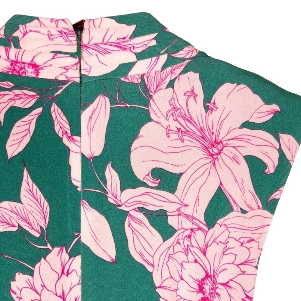 ELIZA J NWT Sleeveless Faux Wrap Tie Waist Dress Size 2 in Garden Floral Green - Picture 9 of 16